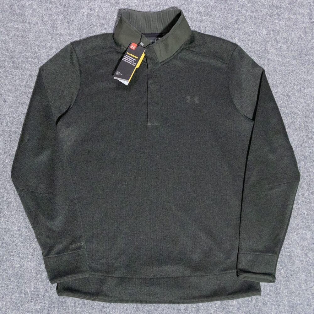 NWT Under Armour Storm Golf Sweater Fleece 1/4 Snap Mock Pullover Large Green